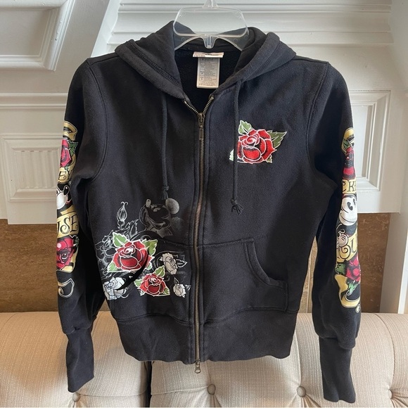 Disney Tops - U:  Disney Parks Cropped Hoodie Women's S Full Zip Cotton Blend Graphic Print